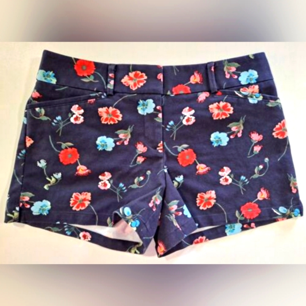Ann Taylor Loft Women's Navy Blue Floral The Riviera Short Shorts